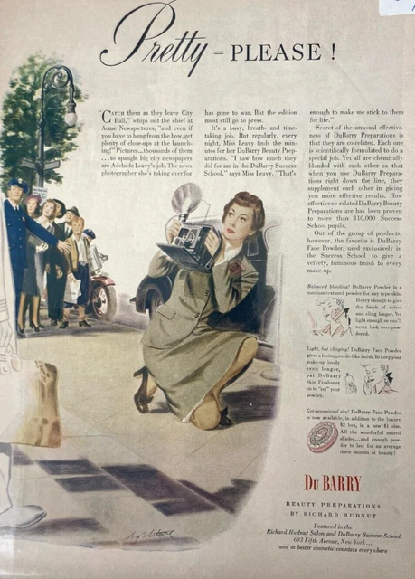 Vintage DuBarry  By Richard Hudnut Pretty Please   1944 Magazine Print Ad BG120