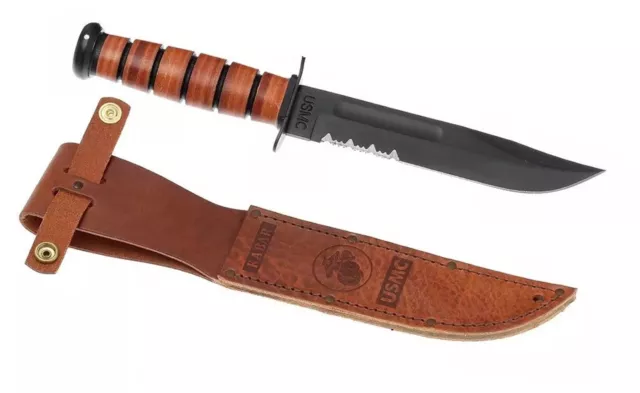 Ka-Bar- 1218 USMC Brown Serr coltello lama  semi serrated