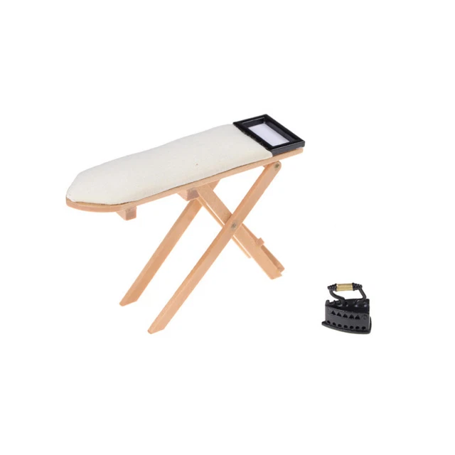 1:12 scale Doll House Miniature Iron With Ironing Board set Pretend Play  Y F~