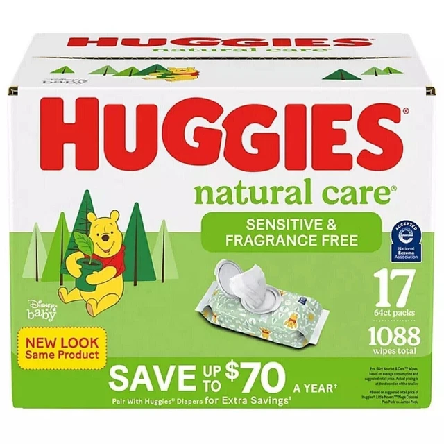 Huggies Natural Care Sensitive Baby Wipes, Fragrance Free (1088 ct.)