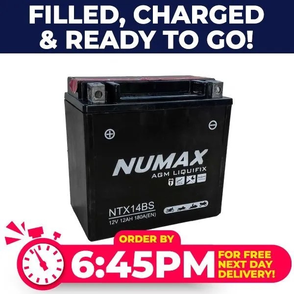 YTX14-BS Numax AGM Motorcycle Battery 12V 12Ah (NTX14-BS) (YTX14BS)