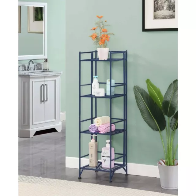 Xtra Storage 4 Tier Folding Metal Shelf Cobalt Blue Office Furniture Bookshelves