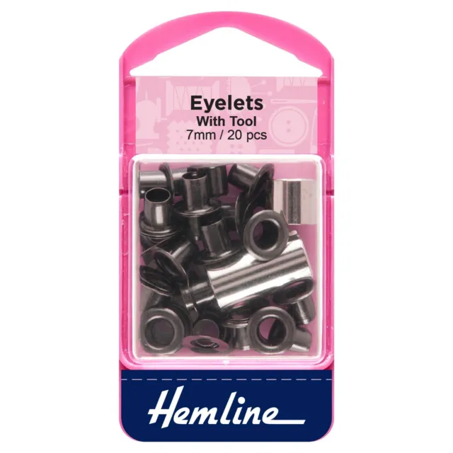 Black Eyelets - 7mm - 20 Pieces - by Hemline - H437.B -  FREE POST