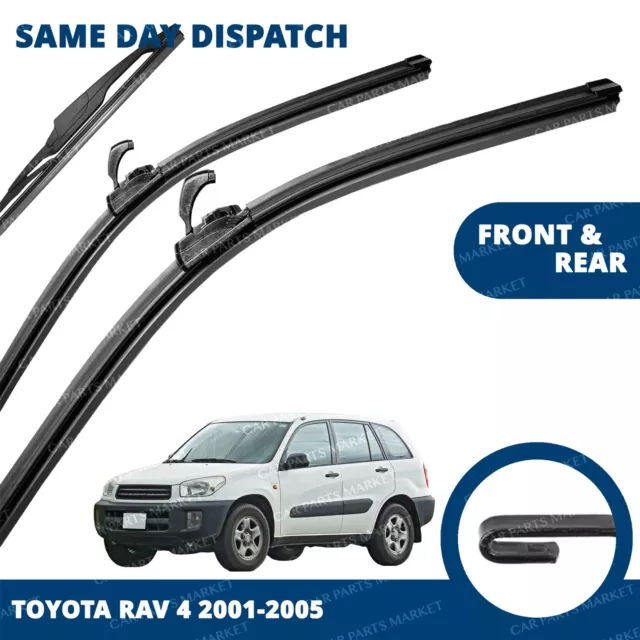 Front/Rear Windscreen 24" 19" 12" Flat Aero Wiper Blades for Toyota RAV 4 01-05