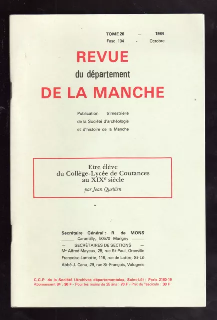 REVUE DE LA MANCHE Etre élève du Collège Lycée de Coutances au XIXè siècle