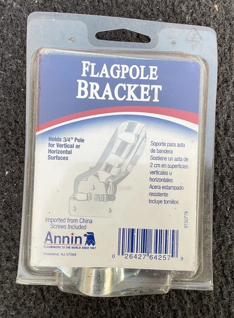 New made in the U.S.A strong stamped steel 3/4" Flagpole Bracket screws included