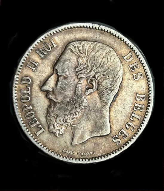 5 Francs 1869 LEOPOLD II Belgium Silver Coin