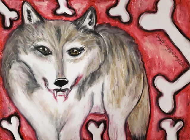 She Wolf Art Print 5 x 7 Horror Collectible Artist KSams Gothic Halloween