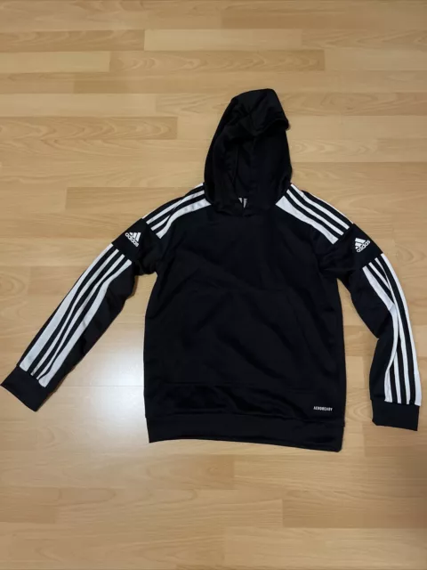 adidas Hoody Kids Schwarz Weiss Fußball Top Zustand! Gr. 154