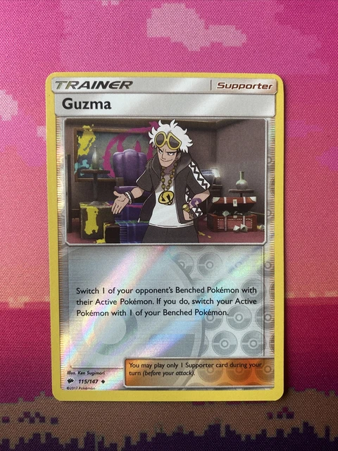 Pokemon Card Guzma Burning Shadows Reverse Holo 115/147 Near Mint