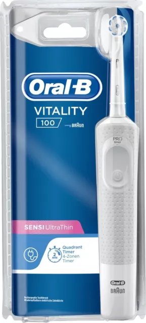 Oral-B Vitality 100 Spazzolino Elettrico Ricaricabile Sensitive Ultrathin Bianco