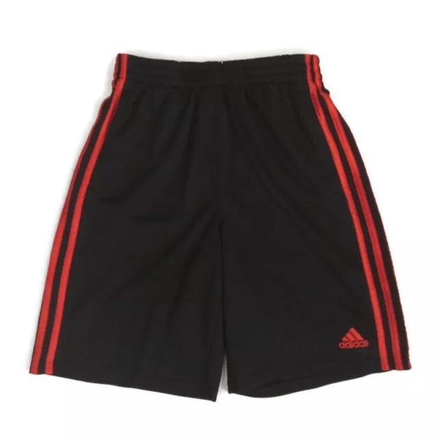 Adidas Athletic Shorts Youth Large (14/16) Black Red Stripe Polyester Pockets