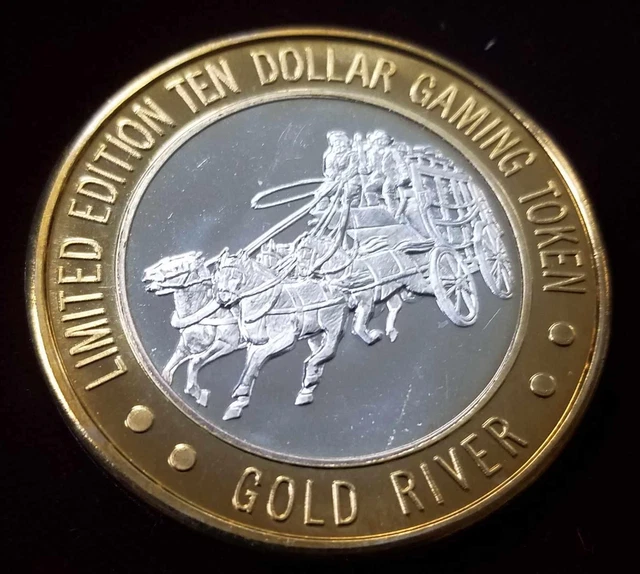 .999 $10 Silver Strike | Gaming Token | Laughlin | Gold River | Wagon