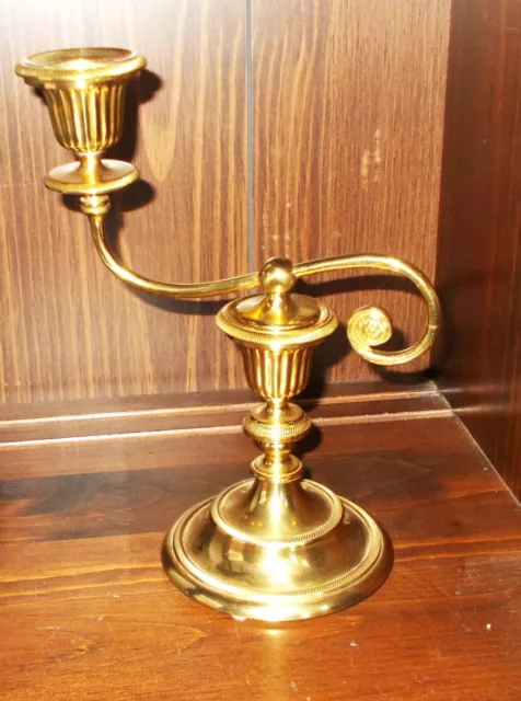 Antique Solid Brass Weighted Piano Candlestick Holder Home Decor One Arm 9 inch