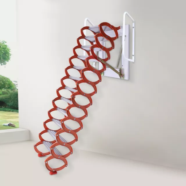 Attic Loft Ladder Pull Down 12 Steps Attic Stairs Wall Mounted Folding