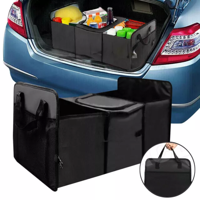 3In 1 Foldable Car Boot Organiser Tidy Collapsible Shopping Storage Box Net Bag