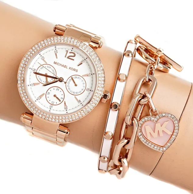 Michael Kors Watch Women's Watch Wristwatch MK5781 Parker IP Rose Gold New