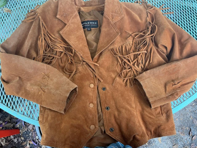 womens wilson leather vtg fringed western  Buffalo Bill Annie Oakley  jacket L￼