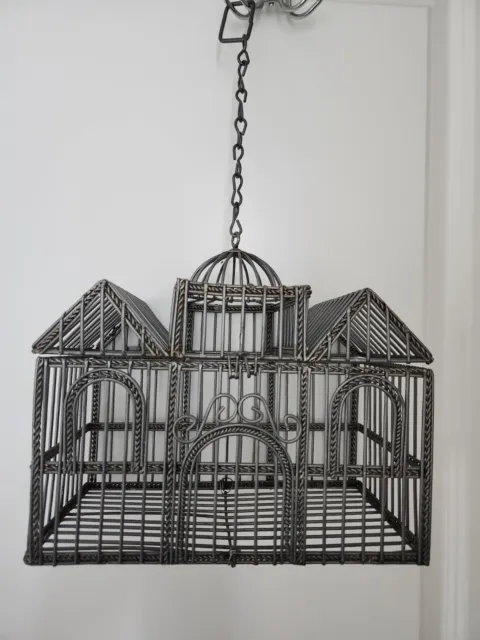 Metal  Hanging Wire Bird Cage House Decor Plants Shabby Country