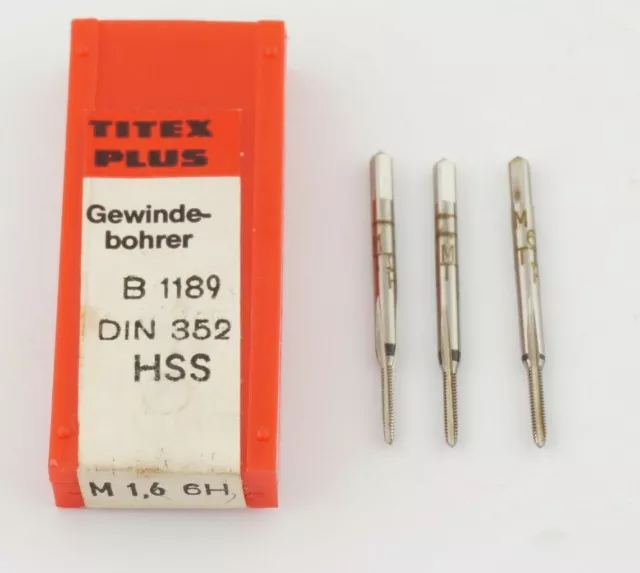 Gewindebohrer M1,6 Handgewindebohrer 3-tlg Satz HSS / Titex Plus / DIN 352