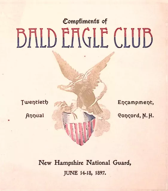 1897 Balde Eagle Club New Hampshire National Guard 20th Encampment Program KEENE