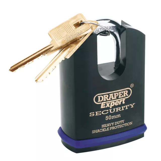 Draper Expert 50mm Heavy Duty Padlock And 2 Keys With Shrouded Shackle 64197