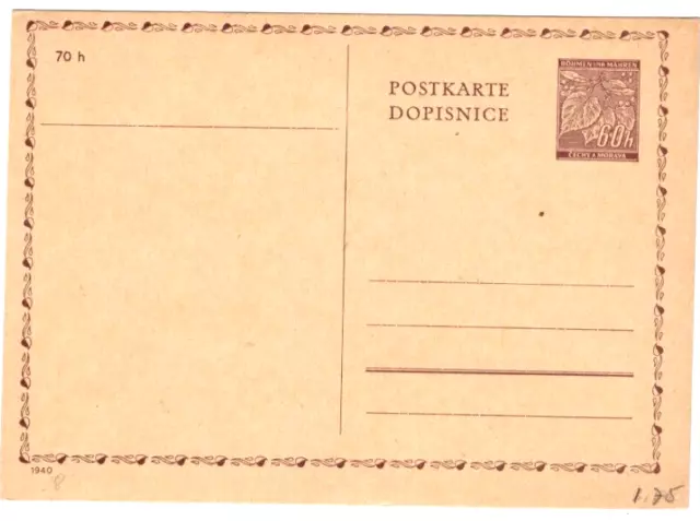 Böhmen&Mähren  Postkarte P 7 Druckjahr 1940    - ungebraucht