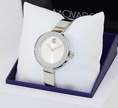 New Authentic Movado Bold Trend Sunray Swiss Silver Bangle Women's 3600194 Watch