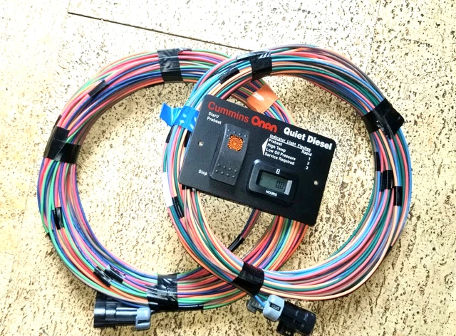 ONAN DIESEL REMOTE START SWITCH PANEL HOUR METER  with 25 & 40 FOOT HARNESSES
