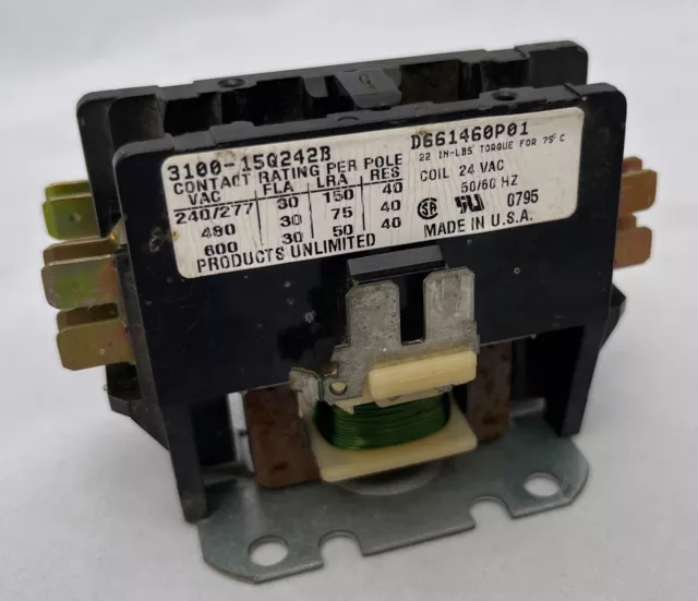 Products Unlimited 3100-15Q242B Contactor  D661460P01, 24V, 50/60HZ  TESTED