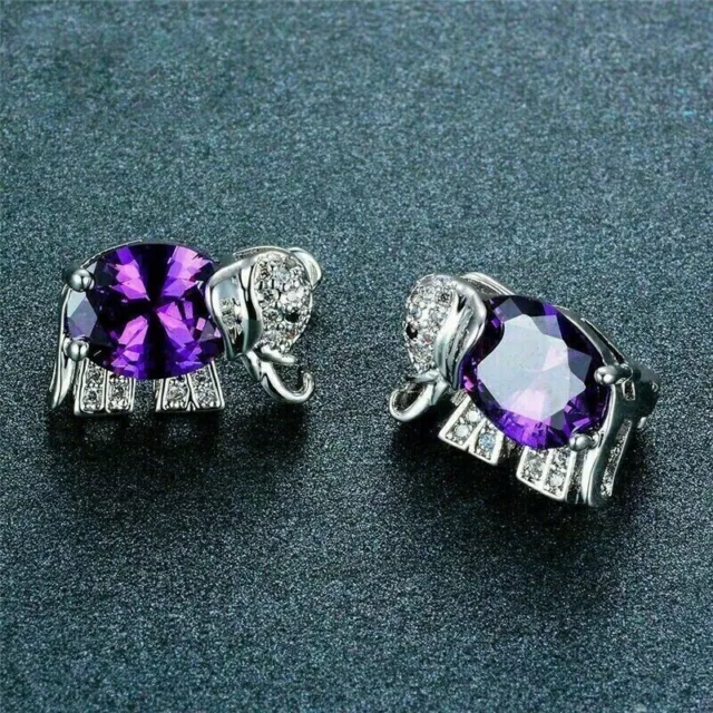 4 Ct Oval Cut Simulated Amethyst & CZ Women's Stud Earrings 925 Sterling Silver