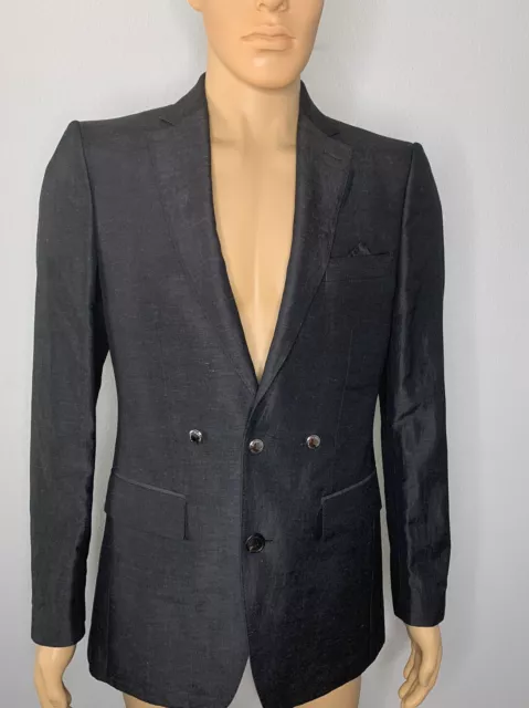 Authentic Burberry Slim  Fit Triple Stud Silk Linen Tailored Jacket, Size 38US