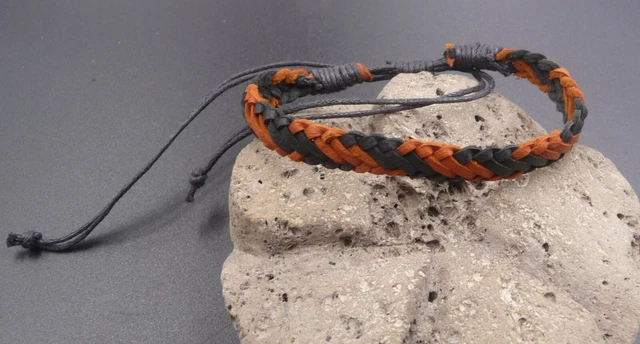 Bracelet Cuir Tressé Réglable Homme Ado - Cuir Naturel Et Marron Madagascar, Neuf Avec étiquettes