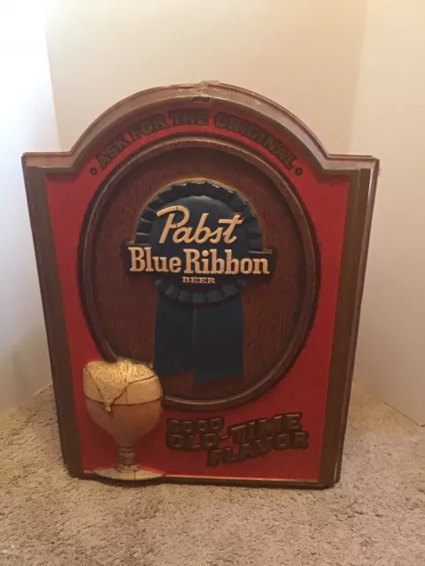 Vintage PABST Blue Ribbon Good Old Time Flavor 28” 3D Beer Sign