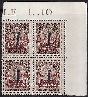 1945 Guidizzolo, n.2 33.8oz Su 10c. Bruno MNH / Quartina Adf
