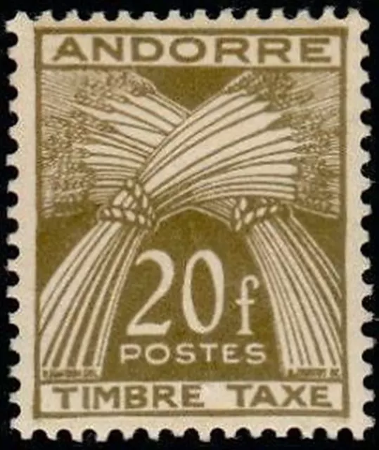 ANDORRE FRANCAIS STAMP TIMBRE TAXE 39 " GERBES 20F " NEUF x TB