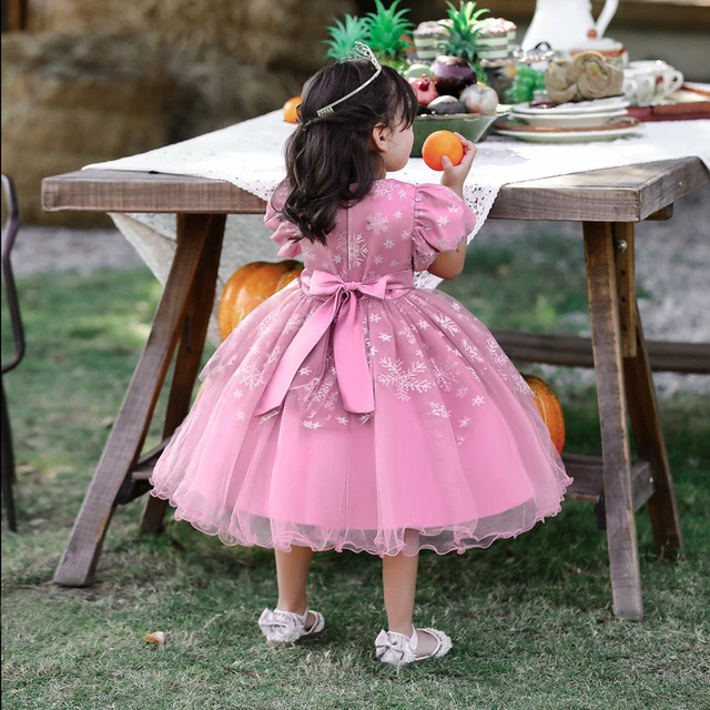 Flower Girls Tulle Dress Floral Embroidery Infant Birthday Party Princess Gown