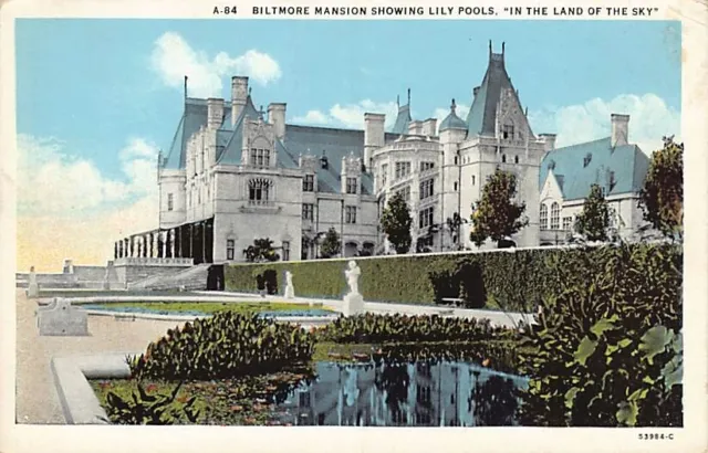 Postcard NC: Biltmore House & Lily Pools, Asheville, WB, Unposted