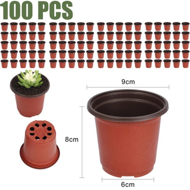 100 pièces pots de plantes en plastique pots de fleurs pépinière jardin pot d