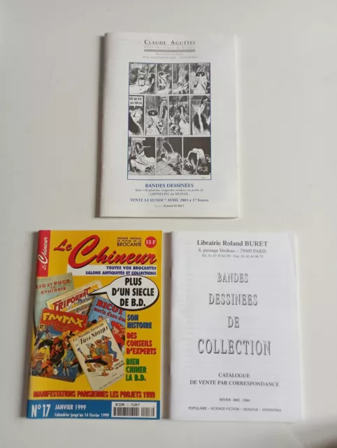 Lot 3 Catalogues Bandes Dessinées Collection Roland Buret Le Chineur