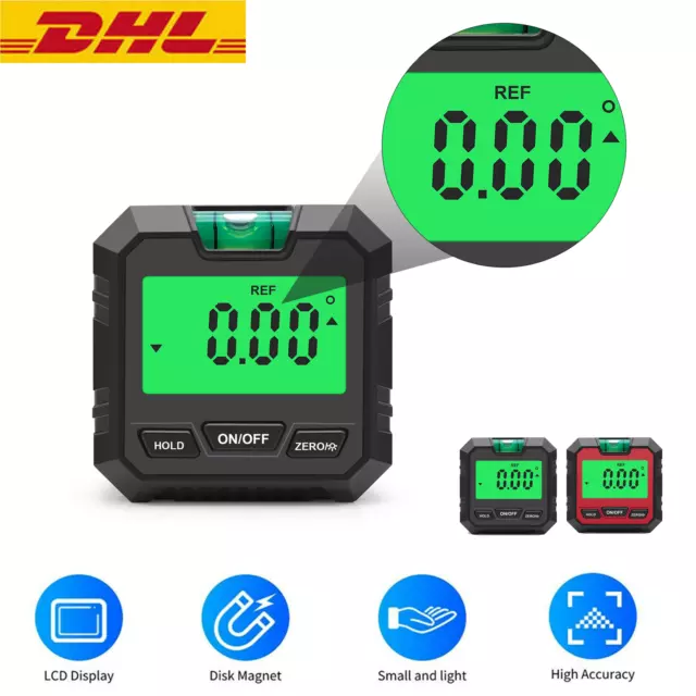 LCD Digital Winkelmesser Magnet Winkelmessgerät Neigungsmesser Inklinometer