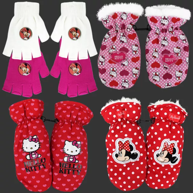 Hello Kitty Minnie Mouse Handschuhe fingerlos Fäustlinge Winterhandschuhe Kinder