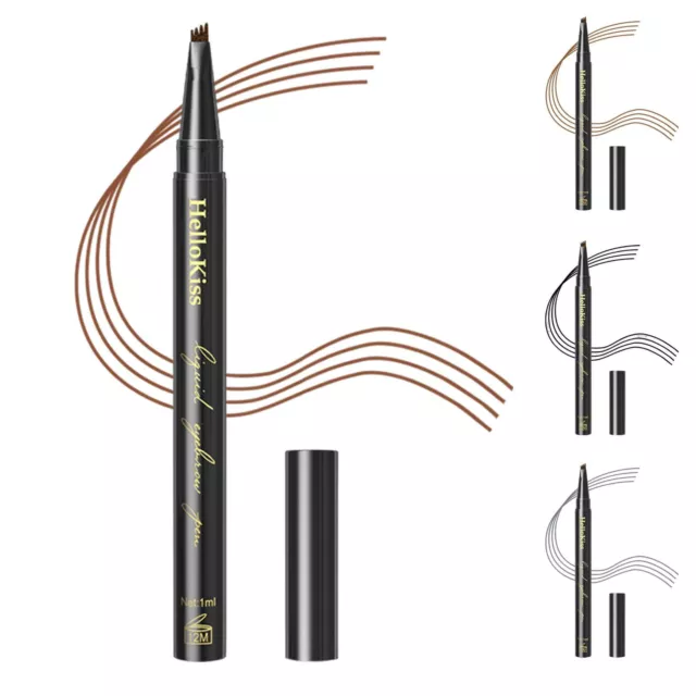 Eyebrow Tattoo Pen Waterproof fork Tip Pen for Eyebrow 3D Brow Pen Long-Lasting 2