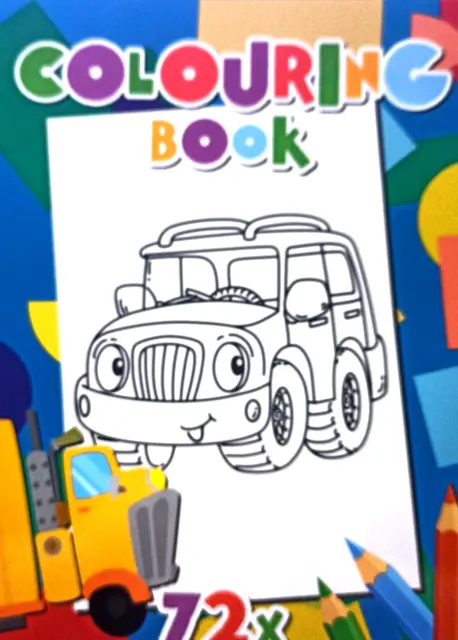 Malbuch Fahrzeuge mit 72 Ausmalbilder  Din A4 für Kinder, Colouring Book Jungs