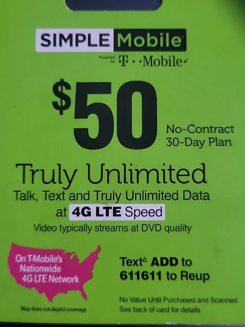 Simple Mobile $50 Refill Plan DIRECT