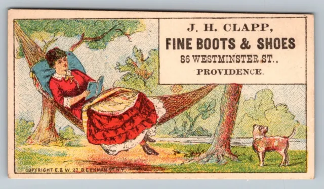 VICTORIAN Business Trade Card - J. H. Clapp - Boots & Shoes - Providence, RI
