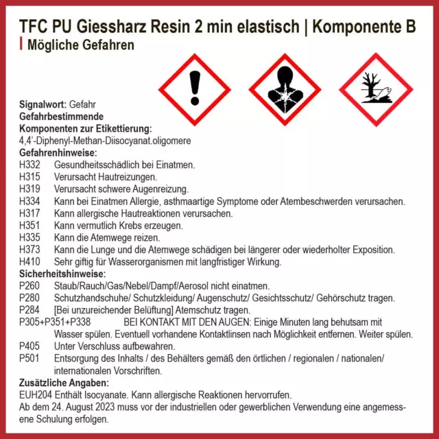 TFC PU Polyurethan PUR Schnell Giessharz Resin Modellbau 2min 1:1 1kg 500g+500g 3