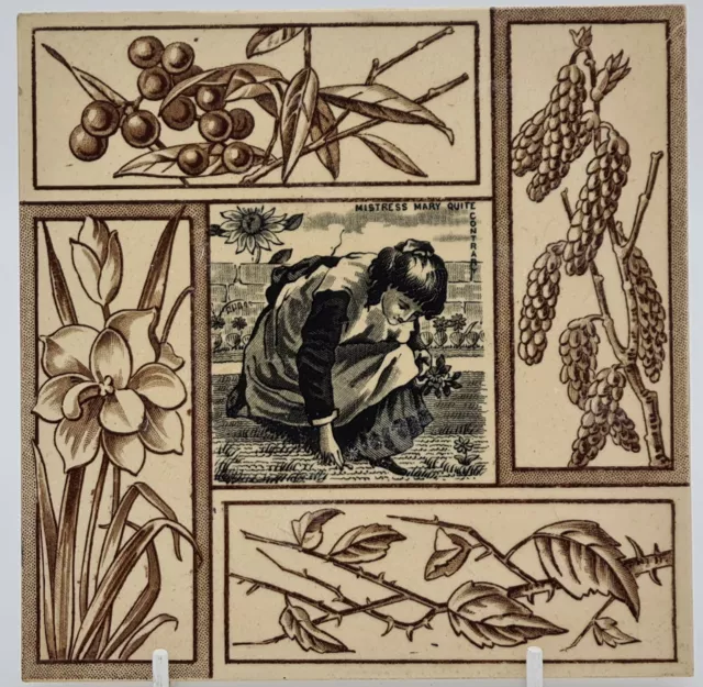Victorian Aesthetic Movement Nursery Rhyme and Four Seasons Tile AE4