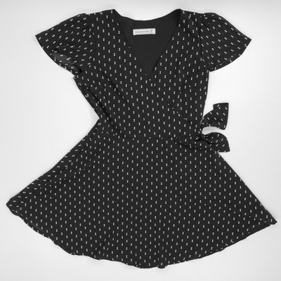 Abercrombie & Fitch Womens Dress Size Medium Polka Dot V Neck Tie Waist