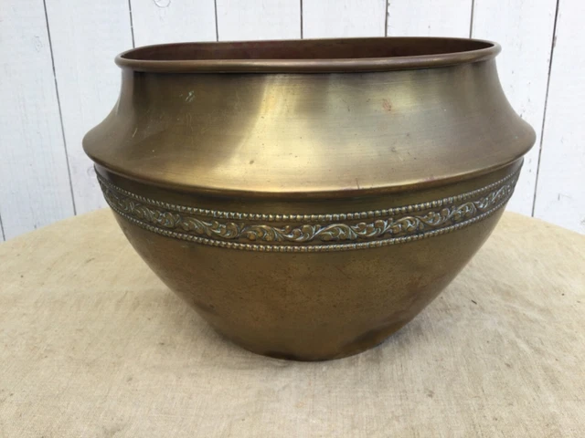 Cache-pot Ancien En Laiton Avec Poignées – 13x7 Cm – Style Rétro Déco